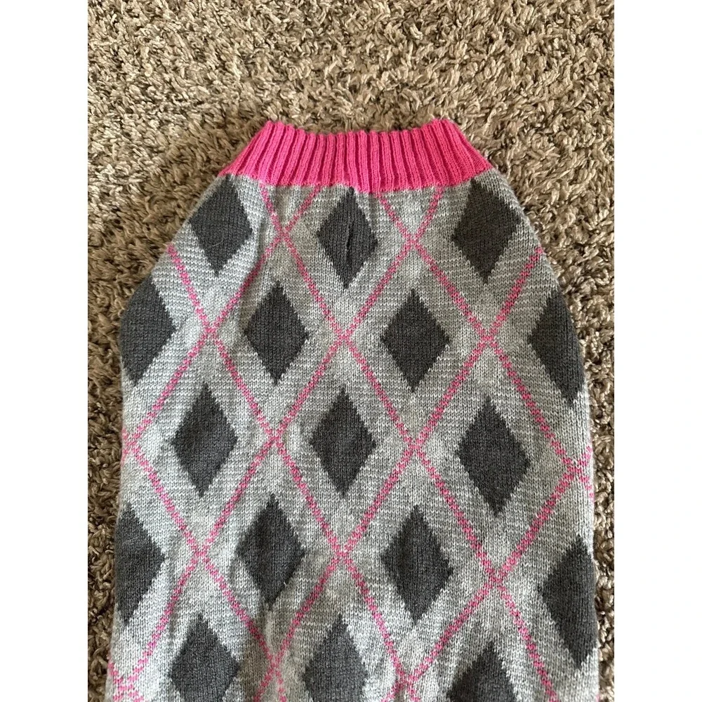 Vibrant Life Pink Argyle Dog‎ Sweater Size Medium